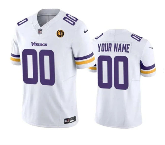 Football Jersey For Custom High School Orders-Men's Minnesota Vikings Active Player Custom White 2023 F.U.S.E. With John Madden Patch Vapor Limited Football Stitched Jersey