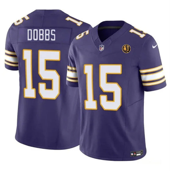 Football Jersey For Softball Fan Custom Gear-Men's Minnesota Vikings #15 Josh Dobbs Purple 2023 F.U.S.E. Throwback With John Madden Patch Vapor Limited Football Stitched Jersey