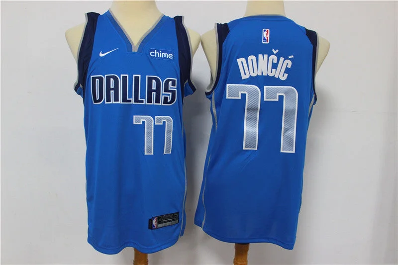 Basketball Jersey For Basketball Team Fan Gear-Mavericks 77 Luka Doncic Blue Swingman Basketball Jersey