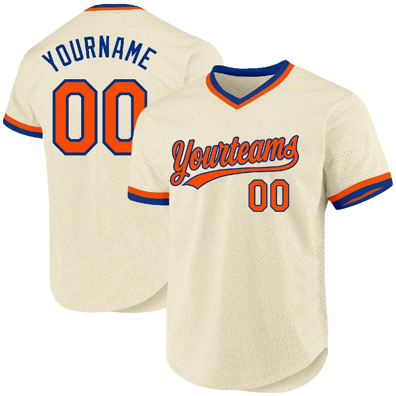 Baseball Jersey With Custom Color Options-Custom Cream Orange-Royal Authentic Throwback Baseball Jersey