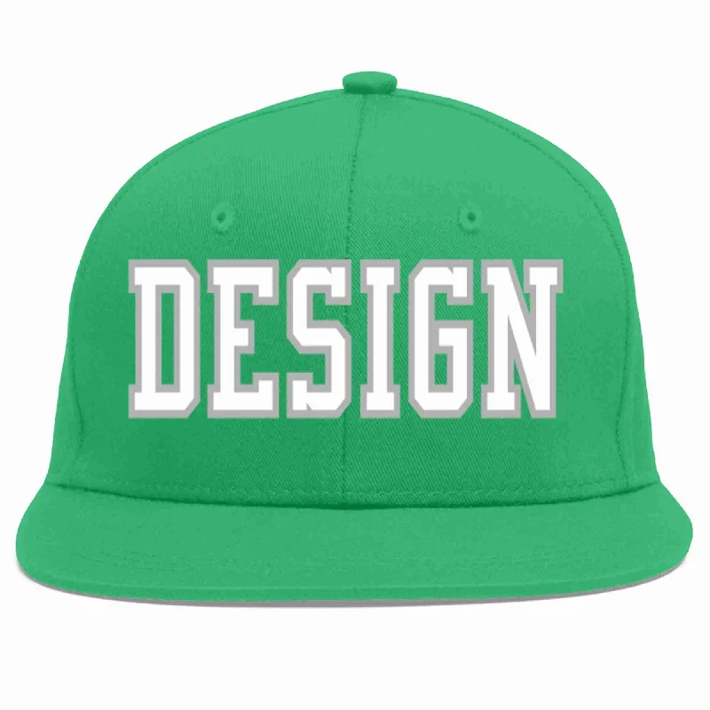 Baseball Cap For Custom Personalized Gear-Custom Teal White-Gray Flat Eaves Sport Baseball Cap