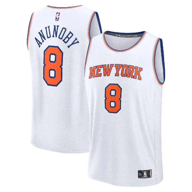 Basketball Jersey For Official Merchandise Customization-Og Anunoby New York Knicks Branded Fast Break Player Basketball Jersey - Association Edition - White