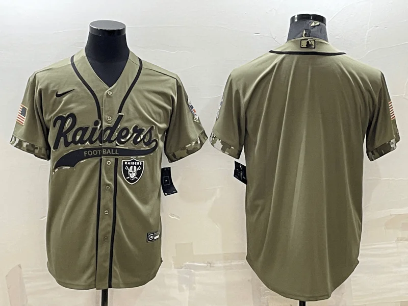 Baseball Jersey For Exclusive Tournament Merchandise-Men's Las Vegas Raiders Blank Olive Salute to Service Cool Base Stitched Baseball Jersey