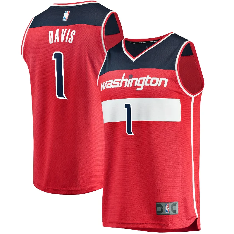 Basketball Jersey For Tournament Team Apparel-Johnny Davis Washington Wizards Branded Fast Break Player Basketball Jersey Icon - Edition - Red