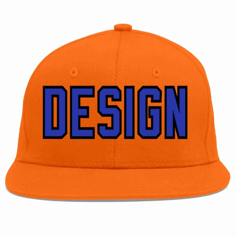 Baseball Cap For Team Supporter Gear-Custom Orange Royal-Black Flat Eaves Sport Baseball Cap Design for Men/Women/Youth