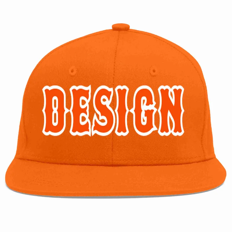 Baseball Cap With Adjustable Fit-Custom Orange Orange-White Flat Eaves Sport Baseball Cap Design for Men/Women/Youth