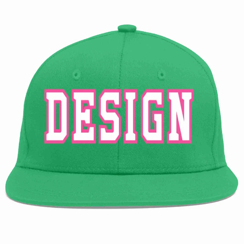 Baseball Cap With Custom Embroidery Options-Custom Teal White-Pink Flat Eaves Sport Baseball Cap