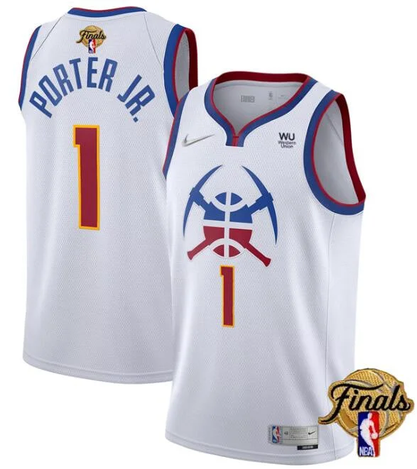 Basketball Jersey For Softball Fan Custom Gear-Nuggets 1 Michael Porter Jr. White 2023 Finals Patch Earned Edition Swingman Basketball Jersey