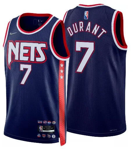 Basketball Jersey With Personalized Player Names-Nets 7 Kevin Durant Navy 2021-22 City Edition Swingman Basketball Jersey