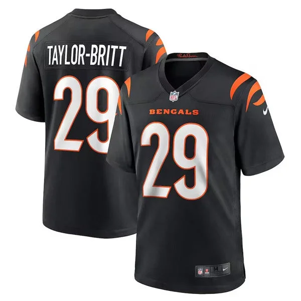 Football Jersey For Custom Fan Apparel-Men's Cincinnati Bengals #29 Cam Taylor-Britt Black Football Stitched Game Jersey