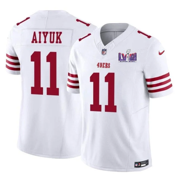 Football Jersey For Team Recognition-Men's San Francisco 49ers #11 Brandon Aiyuk White 2024 F.U.S.E. Super Bowl LVIII Patch Vapor Untouchable Limited Football Stitched Jersey