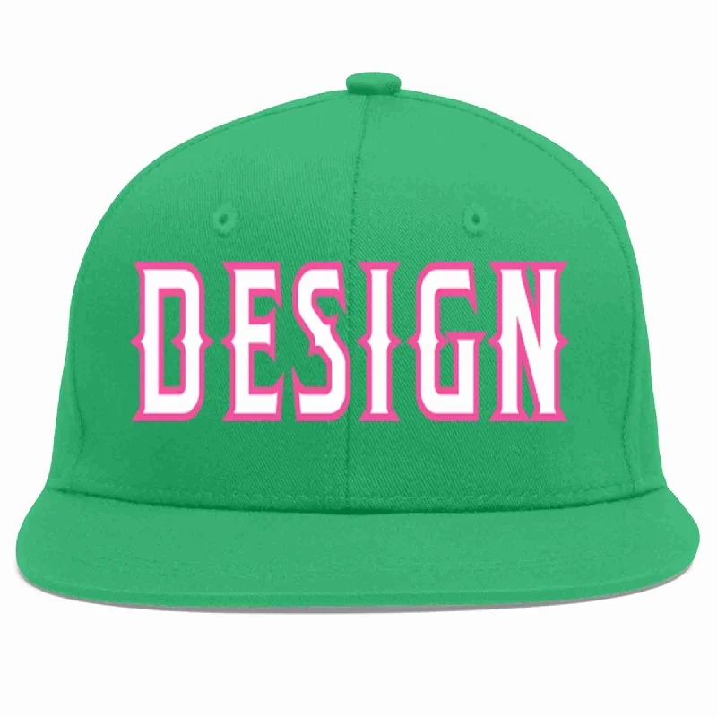 Baseball Cap For Personalized Family Gifts-Custom Teal White-Pink Flat Eaves Sport Baseball Cap