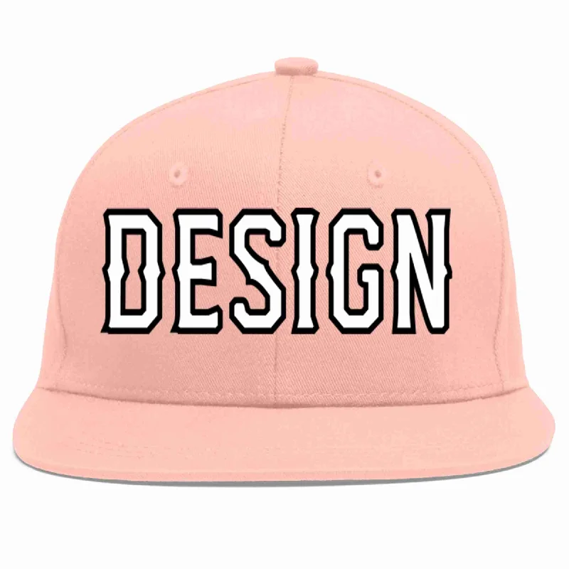 Baseball Cap For Professional Player Gear-Custom Pink White-Black Flat Eaves Sport Baseball Cap Design for Men/Women/Youth