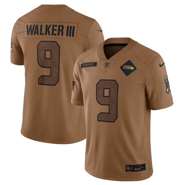 Football Jersey For Fan Apparel Customization-Men's Seattle Seahawks #9 Kenneth Walker III 2023 Brown Salute To Service Limited Football Stitched Jersey