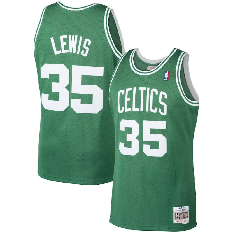 Basketball Jersey For Professional Game Merchandise-Celtics 35 Reggie Lewis Kelly Green Printed 1987-88 Hardwood Classic Basketball Jersey