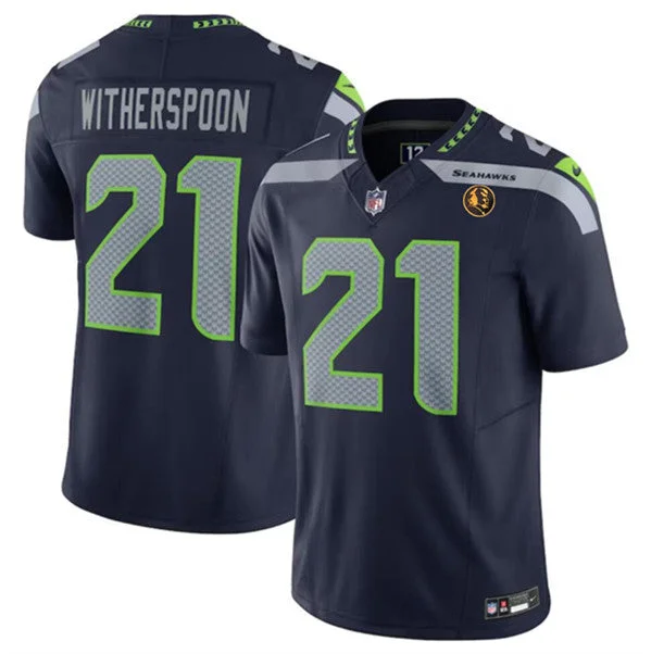 Football Jersey For Limited Edition Merchandise-Men's Seattle Seahawks #21 Devon Witherspoon Navy 2023 F.U.S.E. With John Madden Patch Vapor Limited Football Stitched Jersey