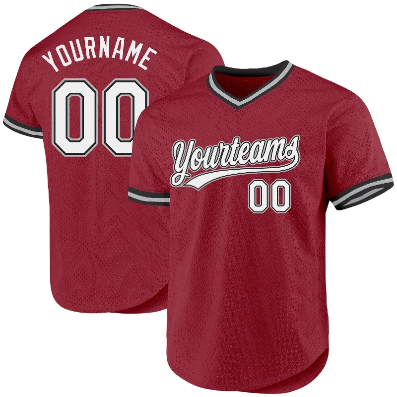 Baseball Jersey For Fundraising Events-Custom Maroon Black-Gray Authentic Throwback Baseball Jersey