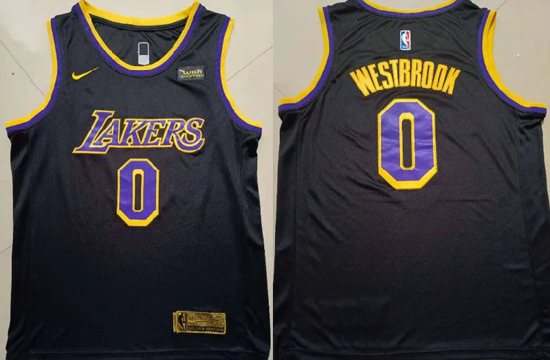 Basketball Jersey For Softball And Baseball Teams-Lakers 0 Russell Westbrook Black Earned Edition Swingman Basketball Jersey