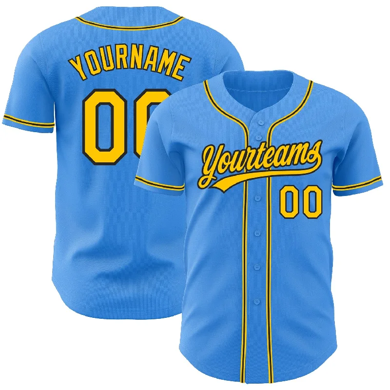 Baseball Jersey For Personalized School Merchandise-Custom Electric Blue Yellow-Black Authentic Baseball Jersey