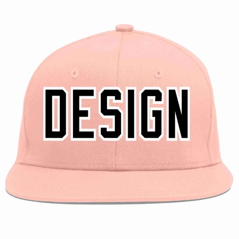 Baseball Cap With Premium Fabric-Custom Pink Black-White Flat Eaves Sport Baseball Cap Design for Men/Women/Youth