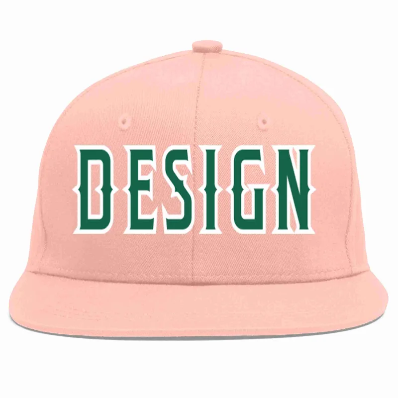 Baseball Cap For Major League Fan Gear-Custom Pink Kelly Green-White Flat Eaves Sport Baseball Cap Design for Men/Women/Youth