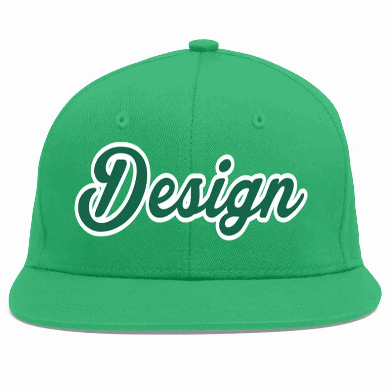 Baseball Cap For Custom Orders-Custom Teal Kelly Green-White Flat Eaves Sport Baseball Cap