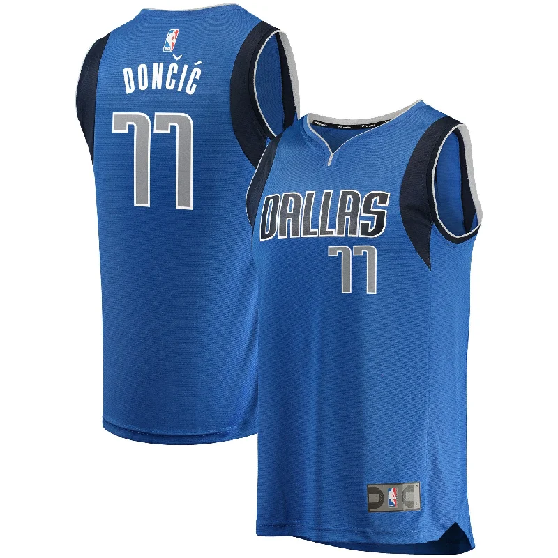 Basketball Jersey For Exclusive Tournament Merchandise-Luka Doncic Dallas Mavericks Branded Fast Break Basketball Jersey Blue - Icon Edition