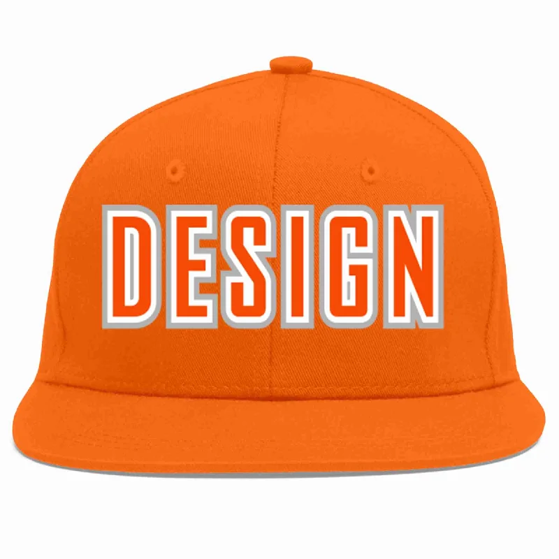 Baseball Cap For Personalized Family Gifts-Custom Orange Orange-White Flat Eaves Sport Baseball Cap Design for Men/Women/Youth