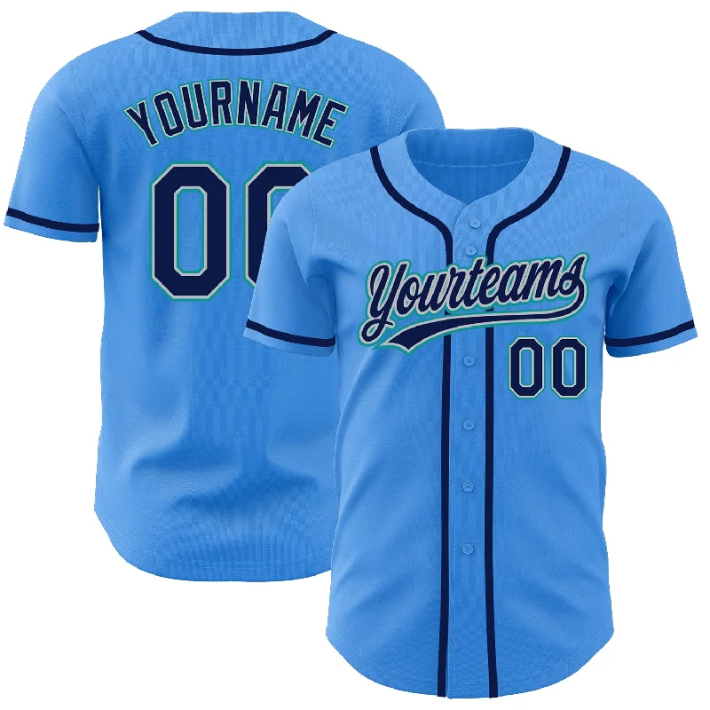 Baseball Jersey For Family Fan Merchandise-Custom Electric Blue Navy Gray-Teal Authentic Baseball Jersey