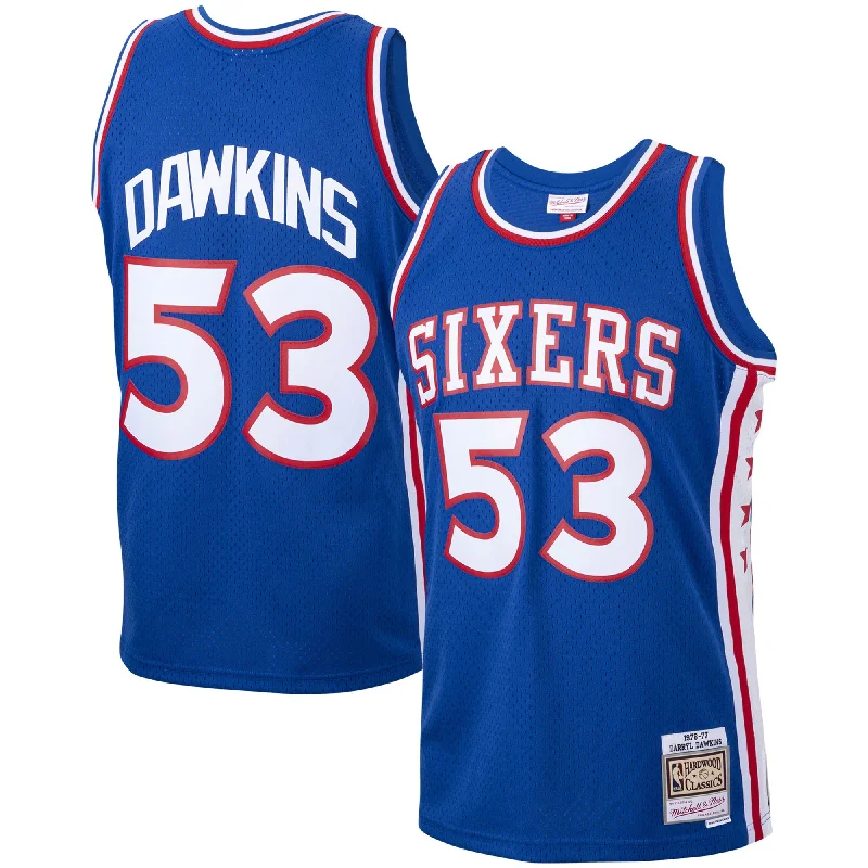 Basketball Jersey For Custom Fan Fundraising-Darryl Dawkins Philadelphia 76ers 1976/77 Hardwood Classics Swingman Basketball Jersey - Royal