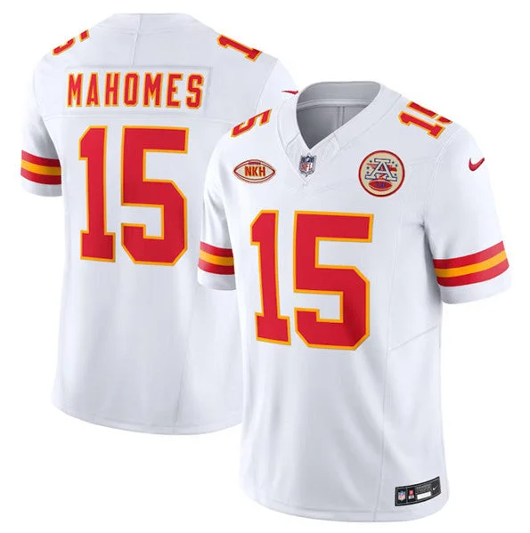 Football Jersey For Team Logo Customization-Men’s Kansas City Chiefs #15 Patrick Mahomes White 2023 F.U.S.E. With "NKH" Patch Vapor Untouchable Limited Football Stitched Jersey