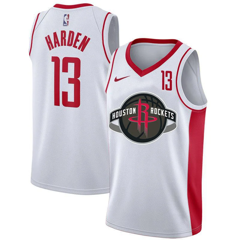 Basketball Jersey For Fundraisers-Rockets 13 James Harden White City Edition Number Swingman Basketball Jersey