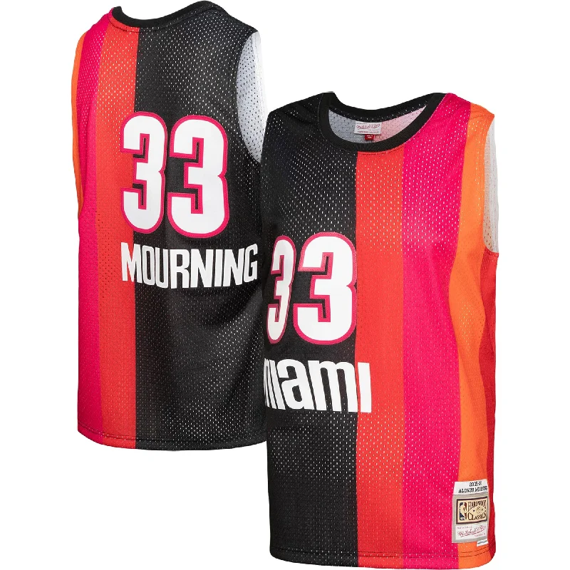 Basketball Jersey For Personalized Limited Edition-Alonzo Mourning Miami Heat Hardwood Classics 2005/06 Split Swingman Basketball Jersey - Black/red