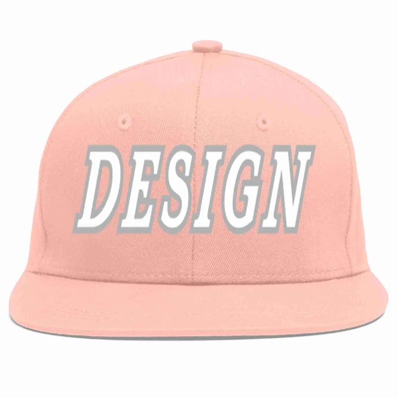 Baseball Cap With Adjustable Back Strap-Custom Pink White-Gray Flat Eaves Sport Baseball Cap Design for Men/Women/Youth