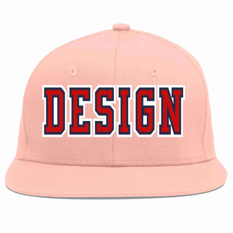 Baseball Cap For Youth Leagues-Custom Pink Red-Navy Flat Eaves Sport Baseball Cap Design for Men/Women/Youth