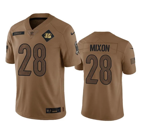 Football Jersey For Fundraising Campaigns-Men's Cincinnati Bengals #28 Joe Mixon 2023 Brown Salute To Service Limited Football Stitched Jersey