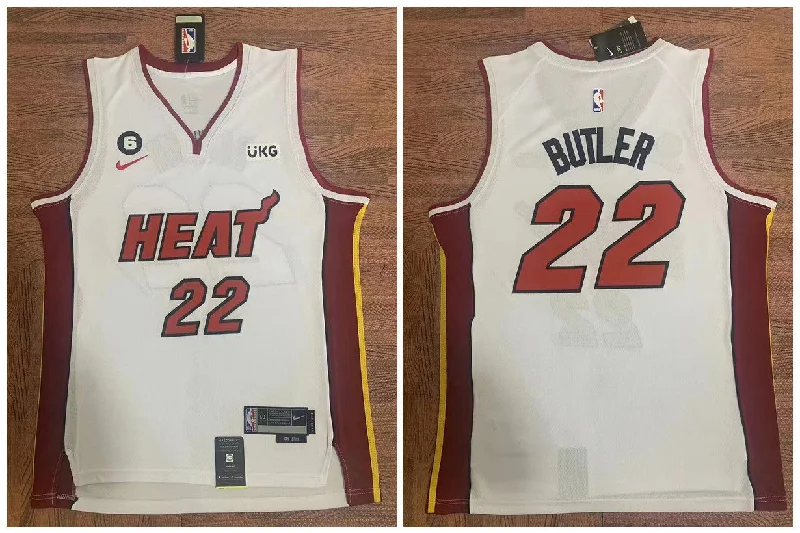 Basketball Jersey For High School Fan Merchandise-Heat 22 Jimmy Butler White Swingman Basketball Jersey