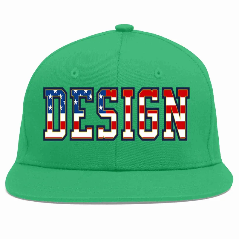 Baseball Cap For Fundraising Campaign Orders-Custom Teal Vintage USA Flag-Gold Flat Eaves Sport Baseball Cap