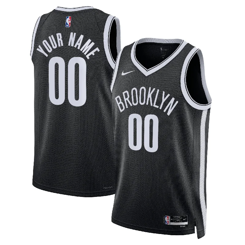 Basketball Jersey For College Sports Merchandise-Brooklyn Nets Unisex Swingman Custom Basketball Jersey Black - Icon Edition