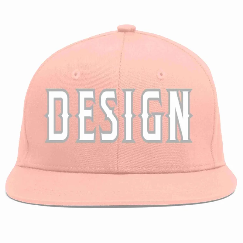 Baseball Cap For Personalized Game Day Gear-Custom Pink White-Gray Flat Eaves Sport Baseball Cap Design for Men/Women/Youth