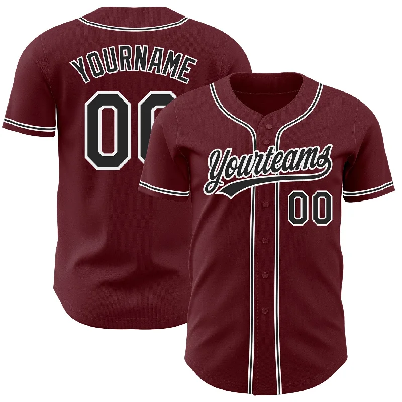 Baseball Jersey For Sale-Custom Burgundy Black-White Authentic Baseball Jersey