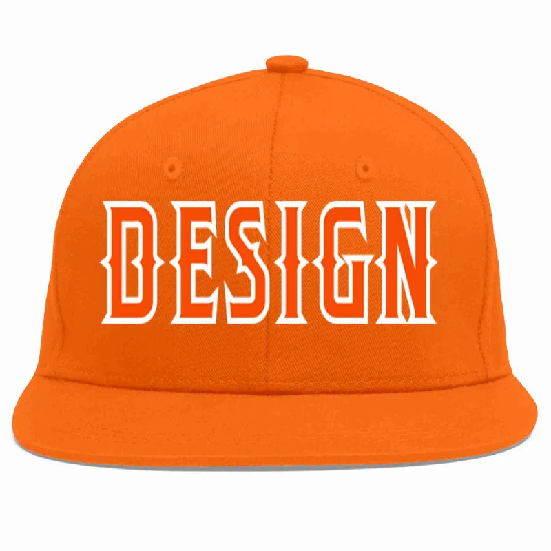 Baseball Cap For Special Team Orders-Custom Orange Orange-White Flat Eaves Sport Baseball Cap Design for Men/Women/Youth