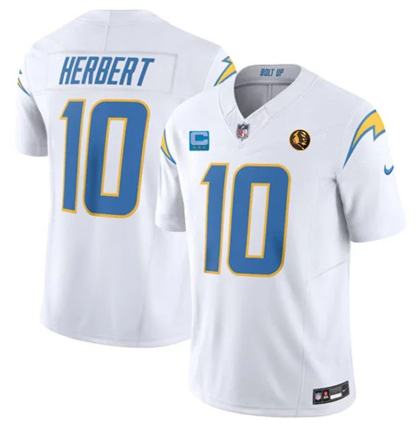 Football Jersey For Youth Sports Teams-Men's Los Angeles Chargers #10 Justin Herbert White 2023 F.U.S.E. With 3-star C Patch And John Madden Patch Vapor Limited Football Stitched Jersey