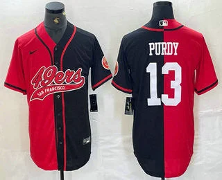 Baseball Jersey For Professional Merchandise Customization-Men's San Francisco 49ers #13 Brock Purdy Red Black Two Tone Cool Base Stitched Baseball Jersey