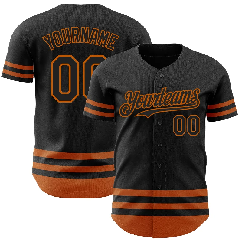 Baseball Jersey For Exclusive Fan Custom Orders-Custom Black Texas Orange Line Authentic Baseball Jersey