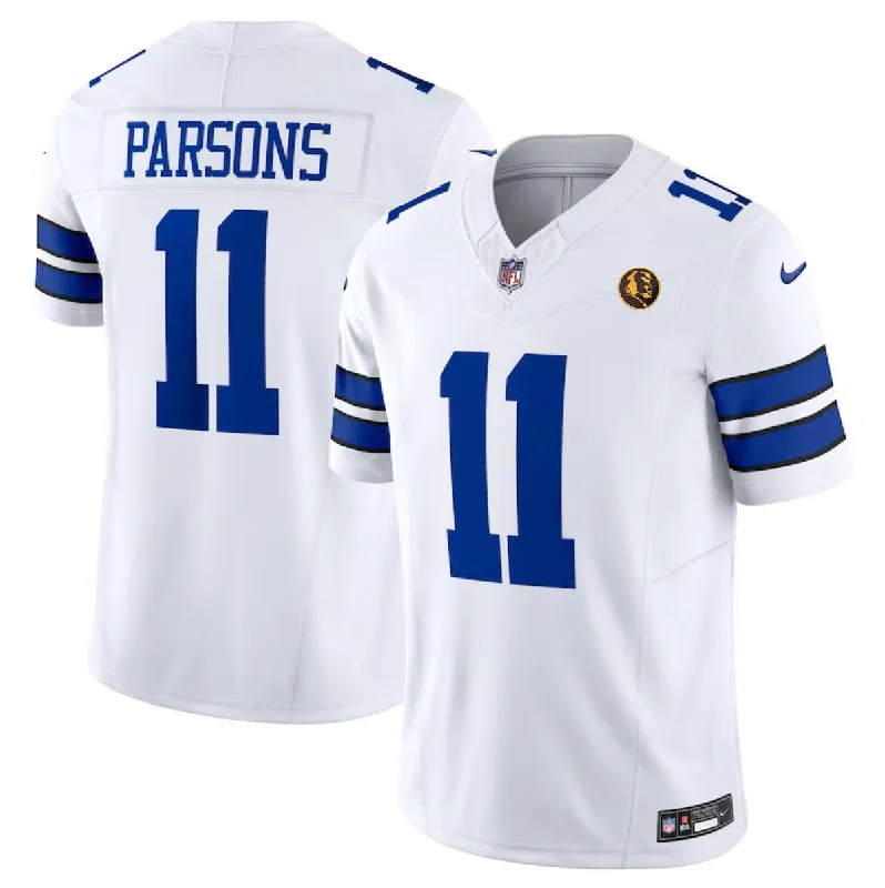 Football Jersey For Tournament Team Apparel-Men's Dallas Cowboys #11 Micah Parsons White 2023 F.U.S.E. With John Madden Patch Vapor Limited Football Stitched Jersey