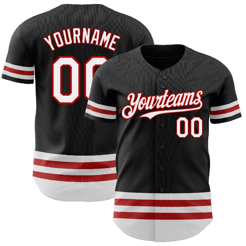 Baseball Jersey For Exclusive Team Gear-Custom Black White-Red Line Authentic Baseball Jersey