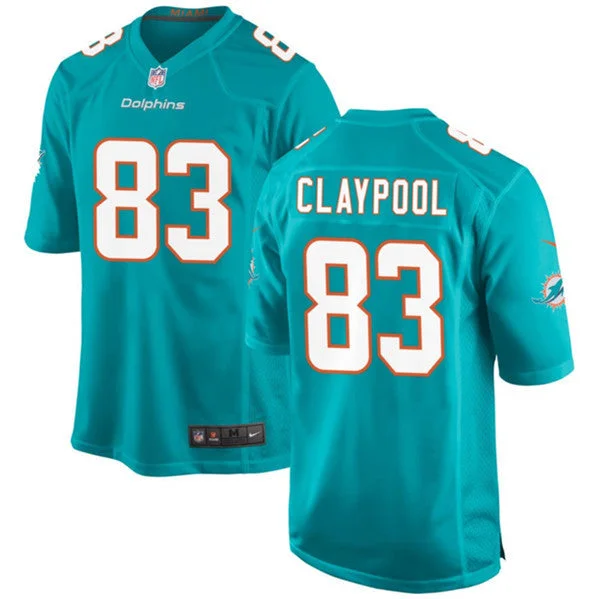 Football Jersey For Fundraiser Campaigns-Men's Miami Dolphins #83 Chase Claypool Aqua Football Stitched Game Jersey