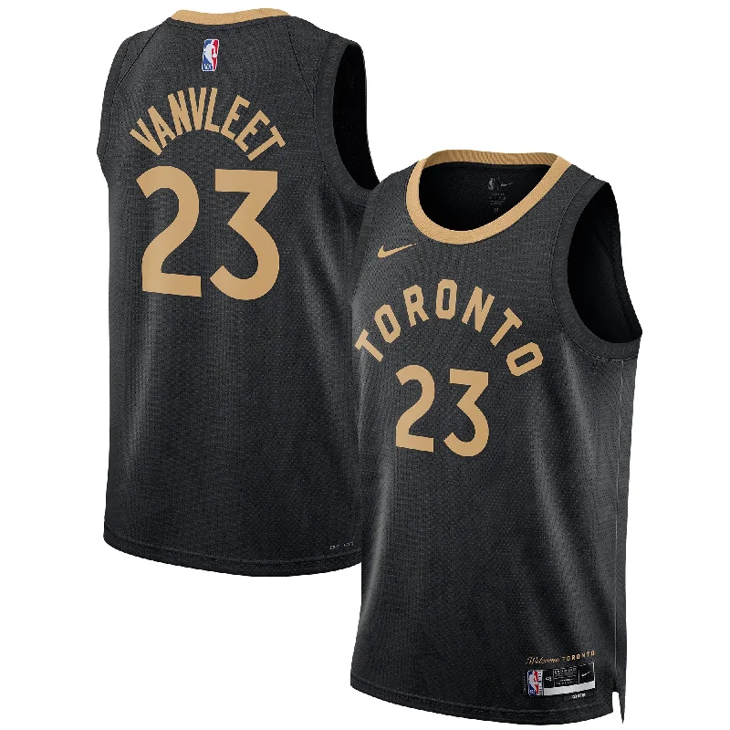 Basketball Jersey With Player Signature Embroidery-Fred Vanvleet Toronto Raptors Unisex 2022/23 Swingman Basketball Jersey - City Edition - Black