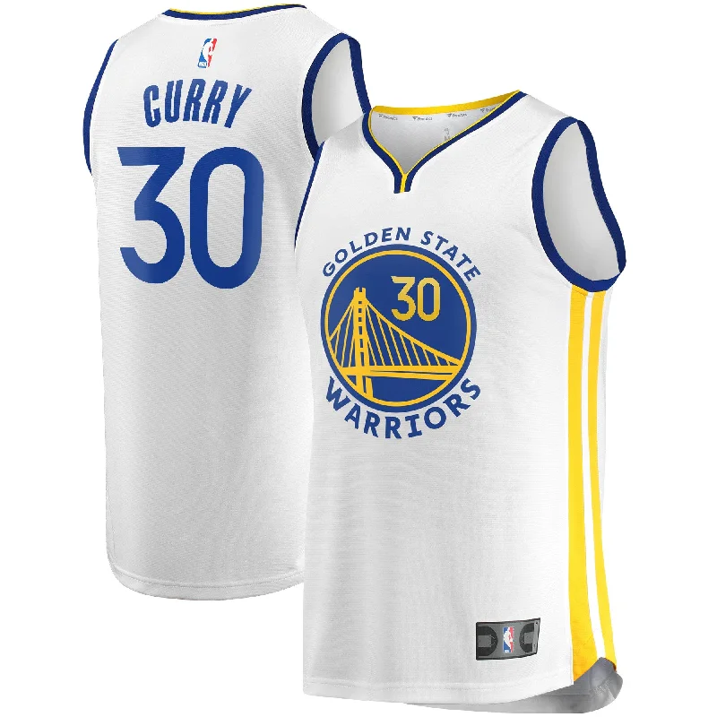 Basketball Jersey For Promotional Team Sales-Stephen Curry Golden State Warriors Branded Fast Break Player Basketball Jersey - White - Association Edition